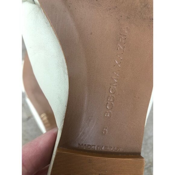 BCBGMAXAZRIA Women's Tinsley Knotted beige Leather Slides size 5 - Picture 7 of 9